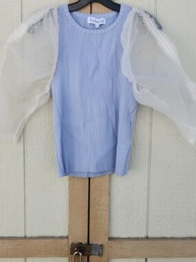 En Saison Arianne Tulle Sleeve Sweater Top Anthropologie Coquette Fairy Large